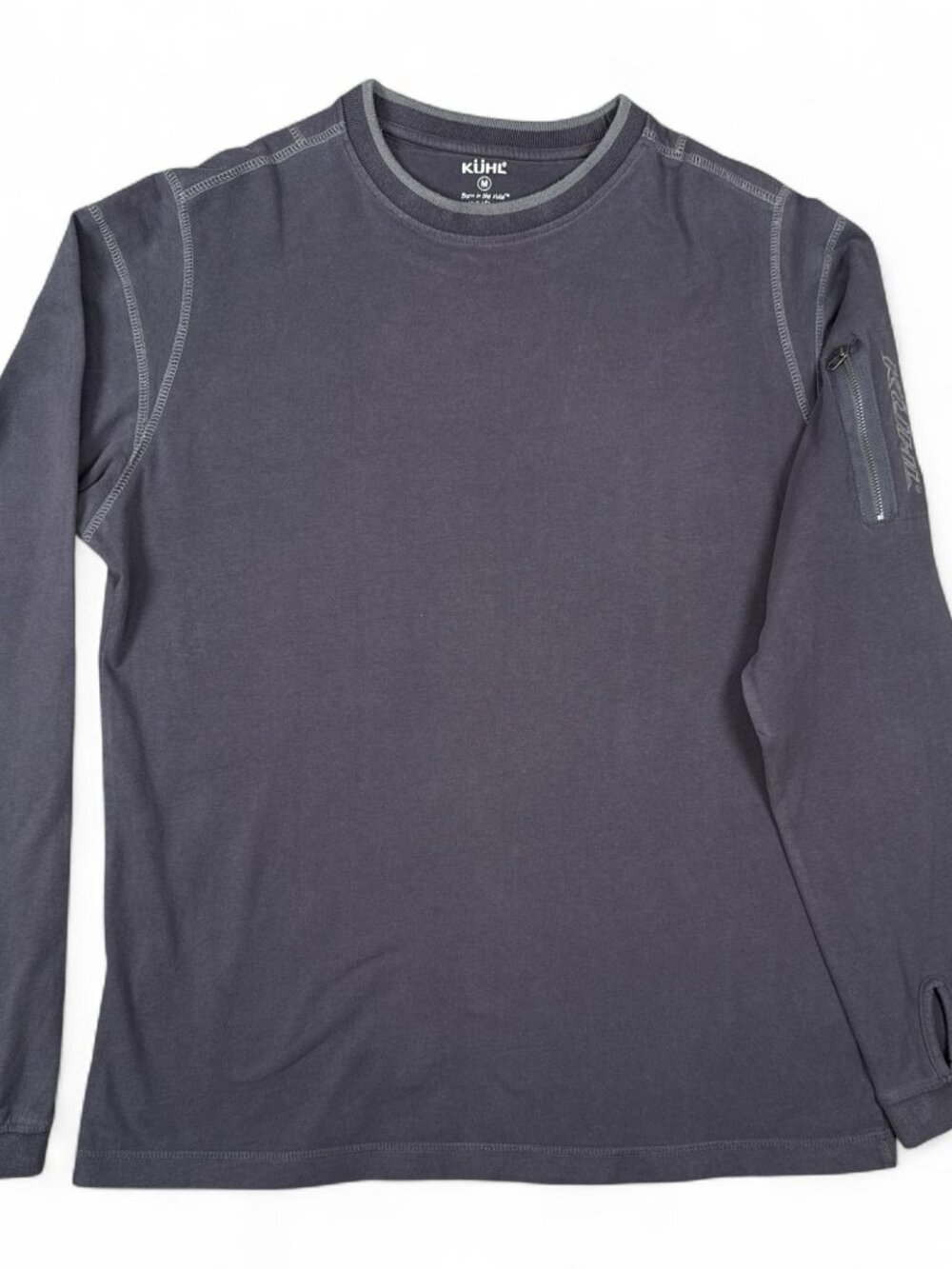 Kühl Wildfibre Long Sleeve Shirt Medium Charcoal Organic Cotton Thumb Holes